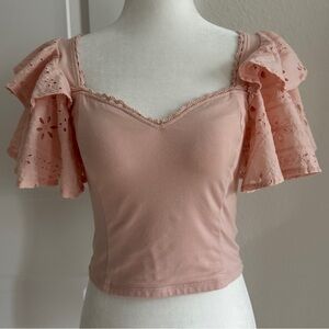 Express Eyelet Sleeve Crop Top